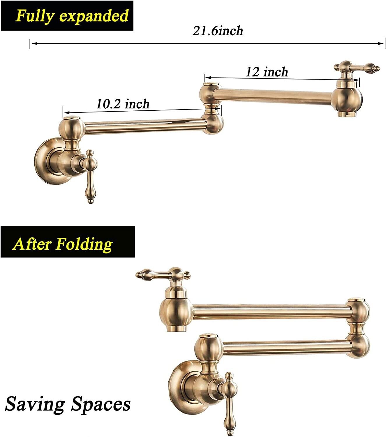 Pot Filler Kitchen Faucet Brushed Gold