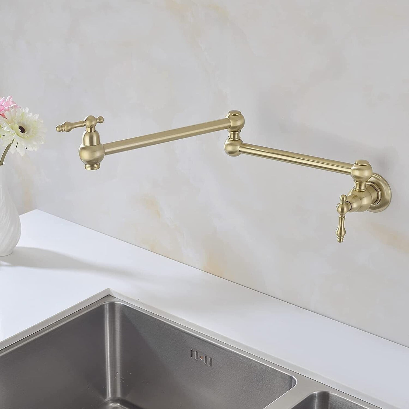 Pot Filler Kitchen Faucet Brushed Gold