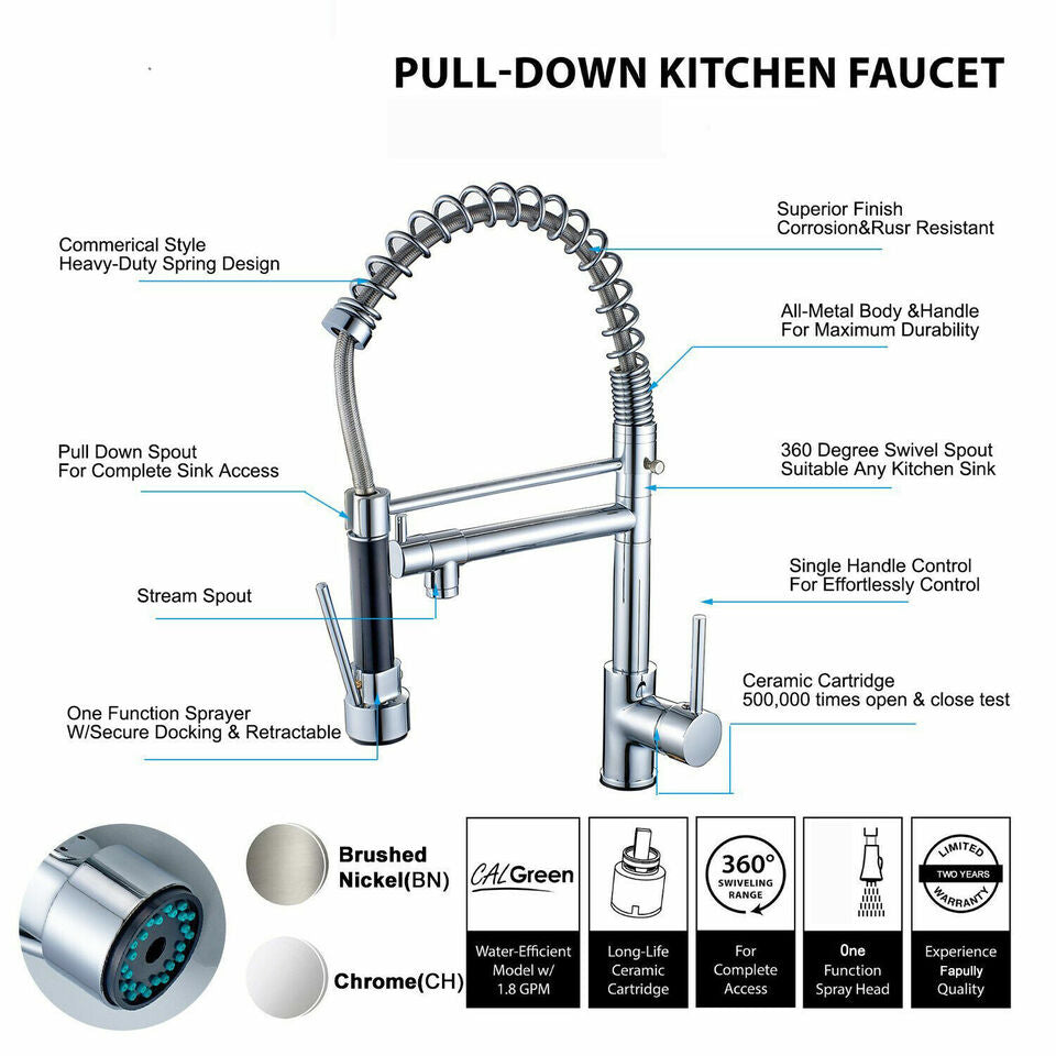 Pull Down Kitchen Faucet