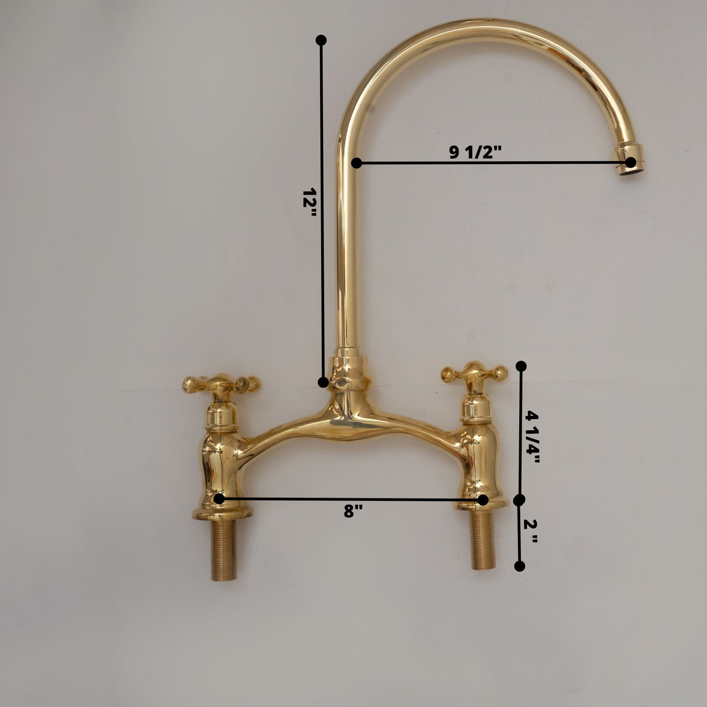 V Shaped Unlacquered Brass Kitchen Faucet