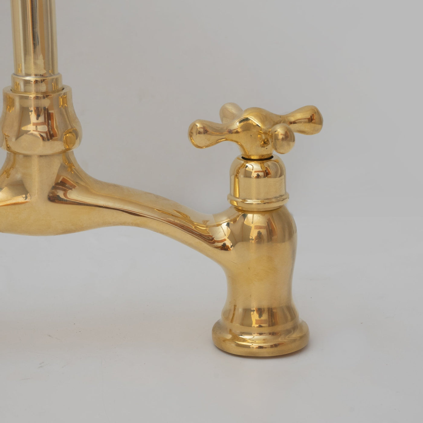 V Shaped Unlacquered Brass Kitchen Faucet