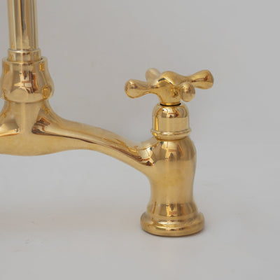 V Shaped Unlacquered Brass Kitchen Faucet