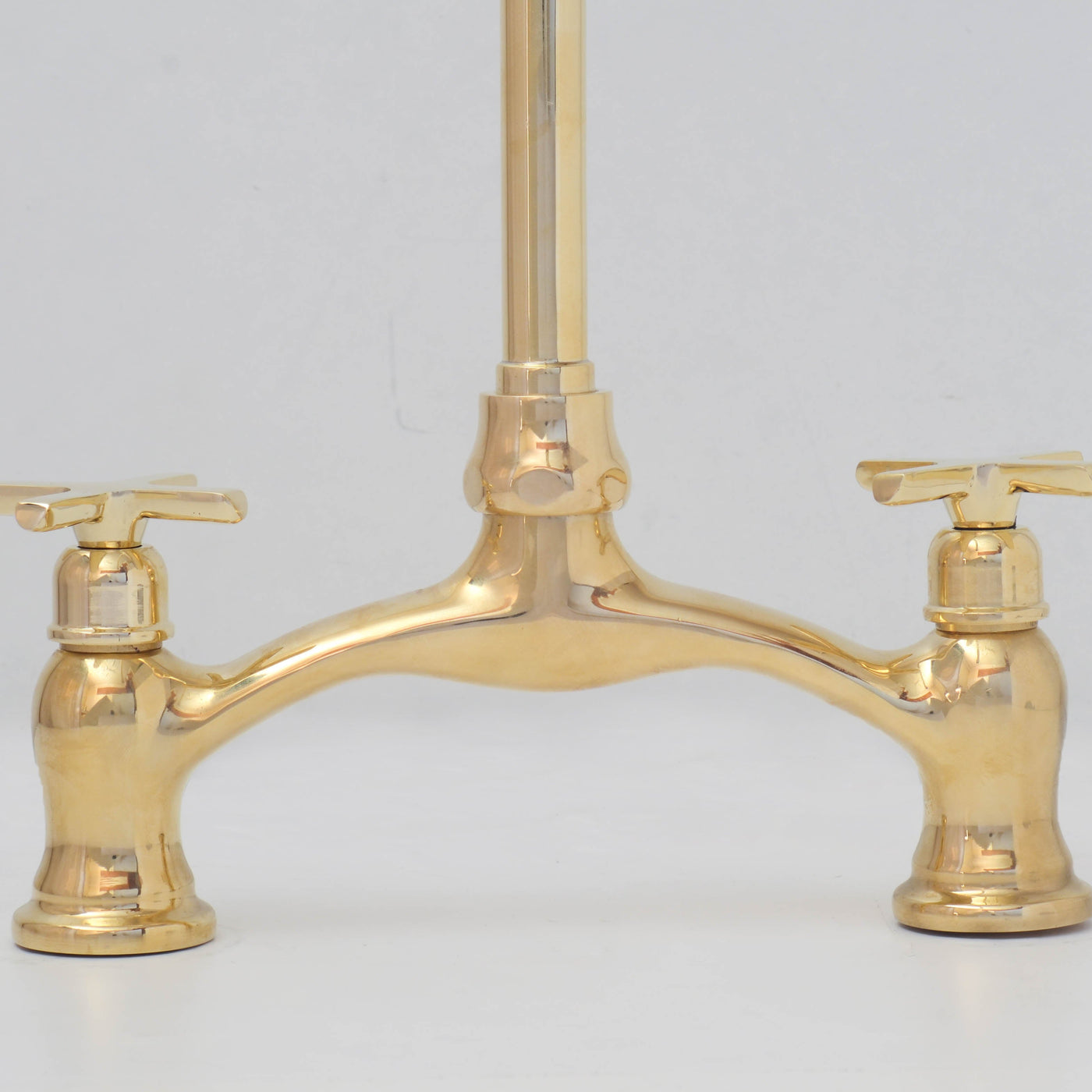 V Shaped Unlacquered Brass Kitchen Faucet