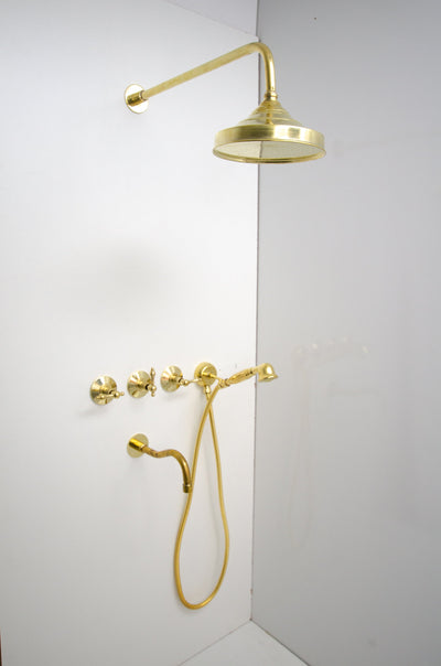 Unlacquered Brass Shower  Rain Shower Set