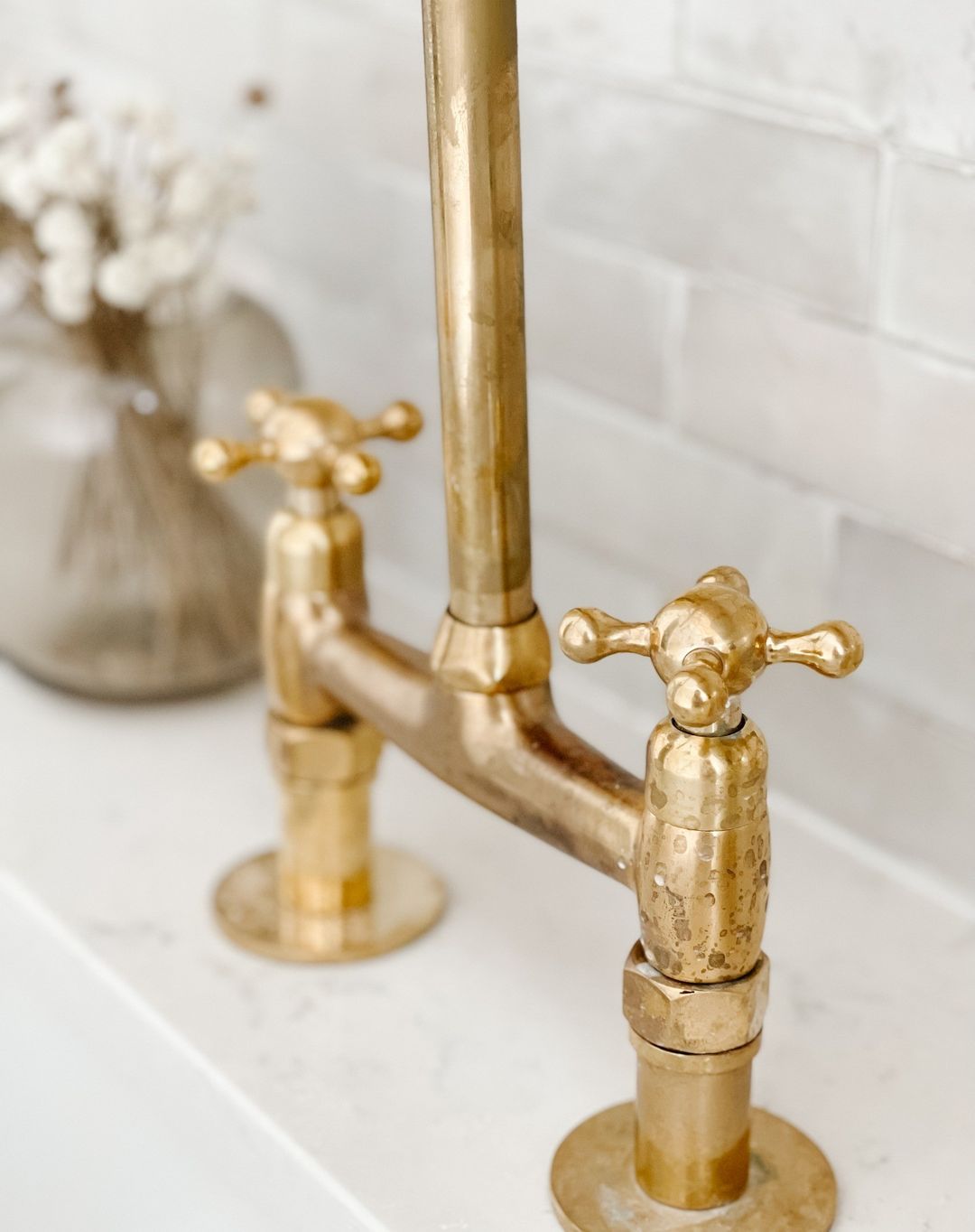 Antique  Brass Bridge Kitchen Faucet