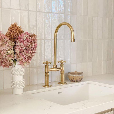 Unlacquered Brass Bridge Faucet Kitchen