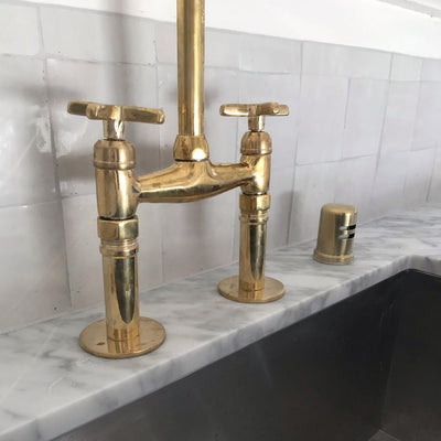 Unlacquered Brass Bridge Faucet Kitchen