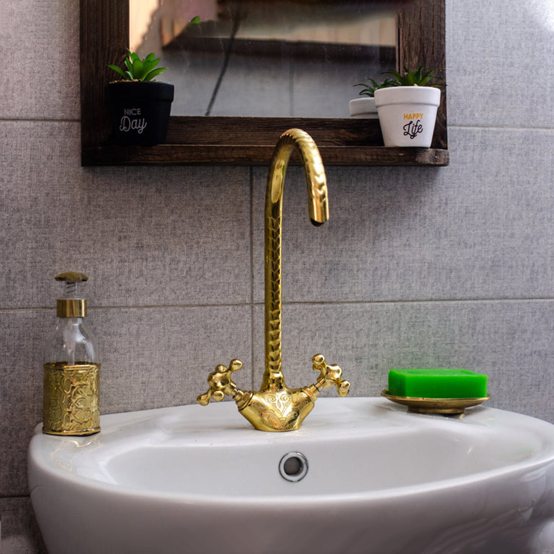 Unlacquered Brass Single Hole Bathroom Faucet