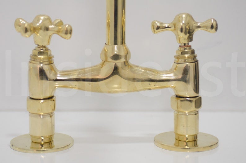 Antique  Brass Bridge Kitchen Faucet